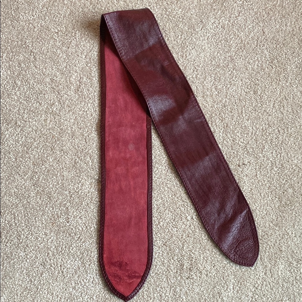 Classic Burgundy Leather Tie Belt, 44”